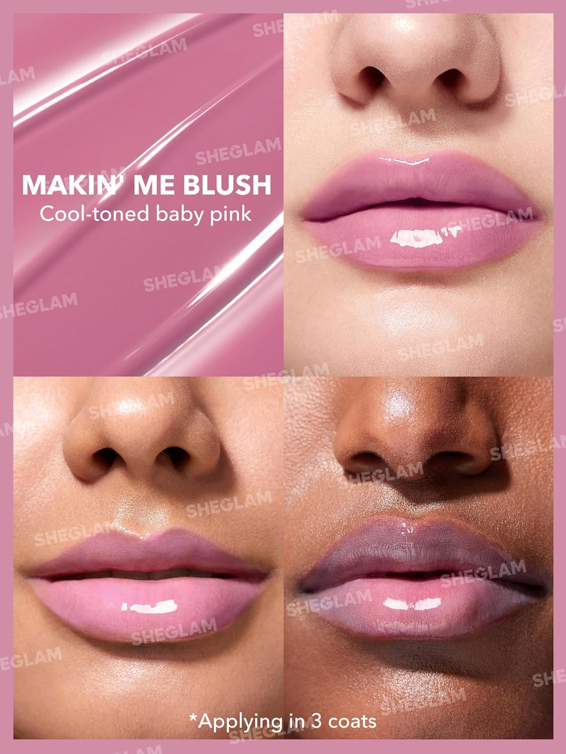 SHEGLAM PoutPerfect Moisturizing Solid Lip Gloss Non Sticky Lipstick with Coconut Oil - Makin' Me Blush