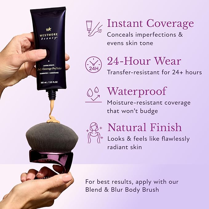 Westmore Beauty Body Coverage Perfector – Waterproof Leg & Body Makeup - Tattoo Cover Up Makeup - 7 Oz (Golden Radiance)