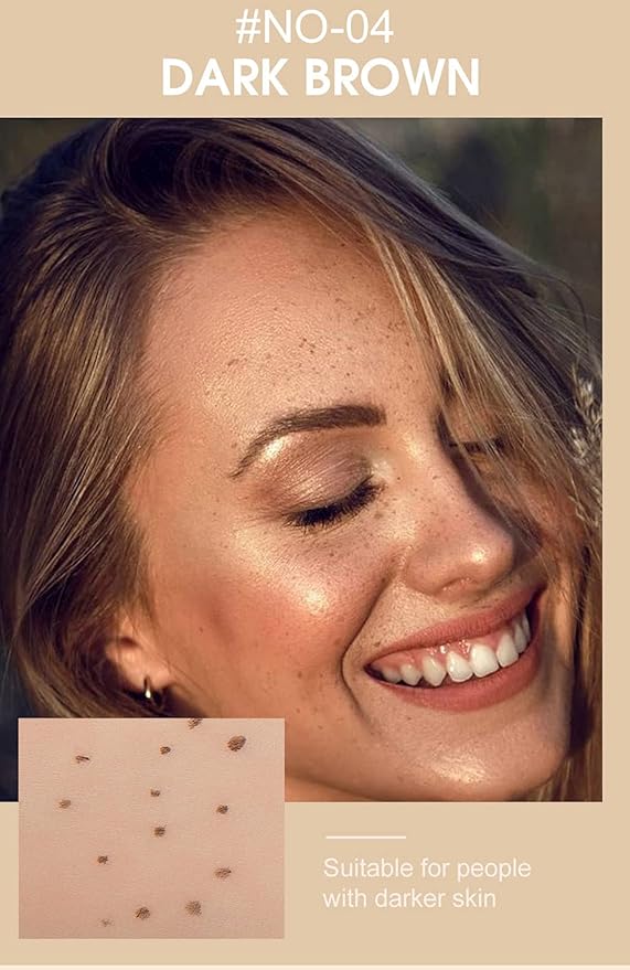 Freckle Pen 4 Colors Natural Freckle Pen Fake Freckle Pen Waterproof Long Lasting Soft Spots Natural Relaxing Sun Makeup (Dark Brown)
