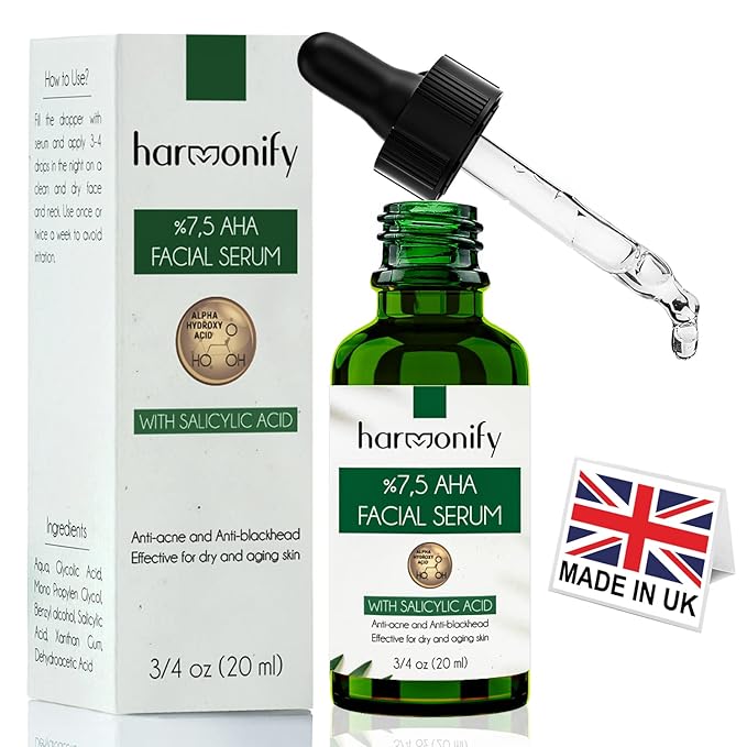 Pure Vitamin C Facial Serum with Salicylic Acid and Glycolic Acid, Anti-Wrinkle, Anti-Acne and Anti-Blackhead, Dark Spot Correcting, 7,5% AHA, Sebum Balance, ¾ oz