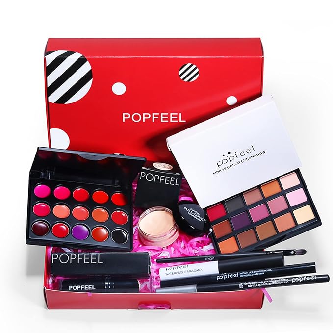 All in One Makeup Kit,Christmas Makeup Kit,Full Starter Cosmetics Set with Eyeshadow Lipstick Palette Mascara Eyebrow Pencil Eyeliner Concealer,Gift Set for Women, Girls & Teens