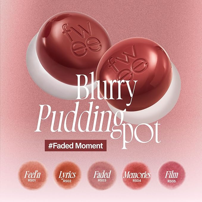 Lip&Cheek Blurry Pudding Pot | Faded Moment - Memories | Makeup Blush, Buildable Lightweight, Multi-Use Soft Matte Finish | 5g