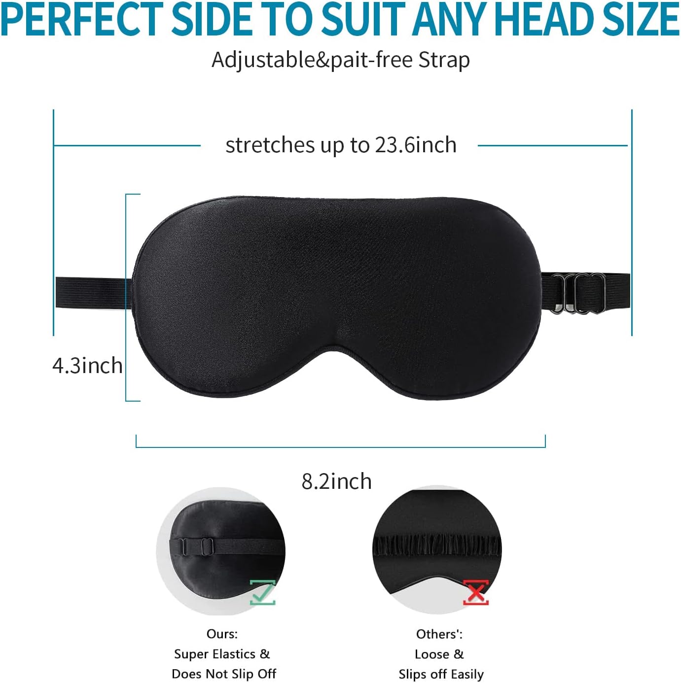 2-Pack 100% Real Natural Silk Eye Mask, Silk Sleeping Mask, Shade Puffy Eye Gift with Adjustable Straps, Sleep Eye Mask, SHJINJU Eye Mask Shade (Black and Dark Grey)