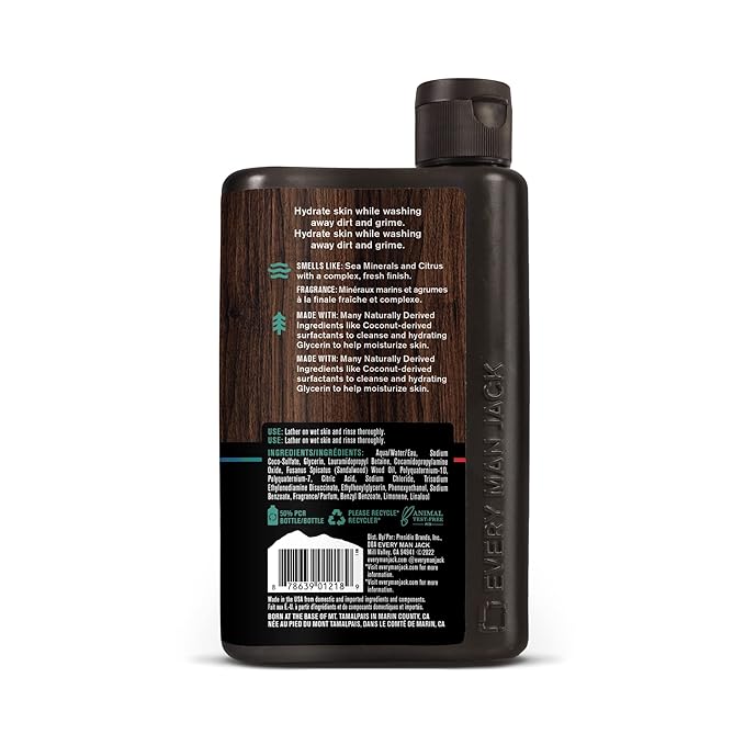 Every Man Jack Body Wash Variety Box - Includes Four Body Washes with Clean Ingredients & Incredible Scents - Round Out His Routine with Sandalwood, Cedarwood, Juniper Sage, & Sea Salt Body Washes