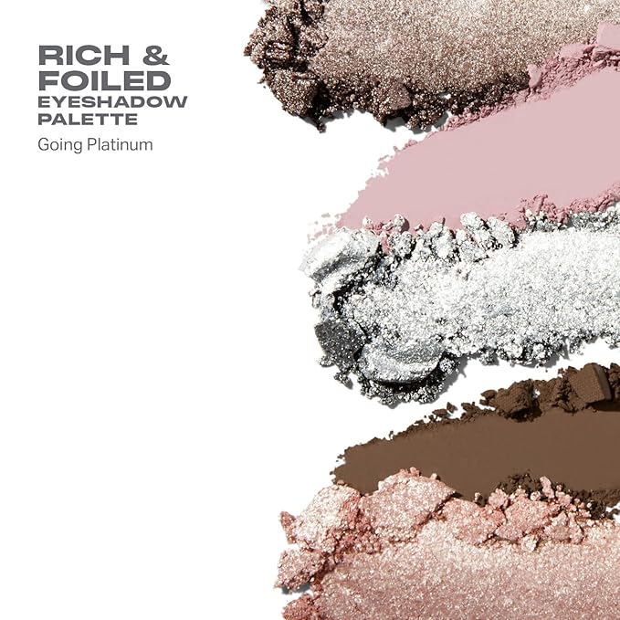 Morphe Rich & Foiled Artistry Palette - Foil-Effect Smokey Eyeshadow Palette with Matte, Shimmer & Foil Finishes - Rose, Brown & Silver Eyeshadow with Luminous Payoff - Going Platinum (0.35 oz)