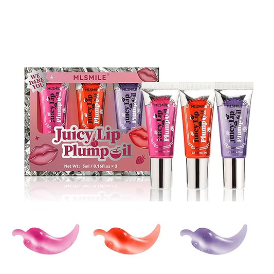 3 Colors Lifter Gloss Set, Spicy Roll On Lip Plumping Booster Lip Gloss Glossy Lipstick, Hydrating, Volumizes, Fuller Lip Glass Mirror Lip Glaze,Plump&Pout Lip Plumper for Women Girls (B)