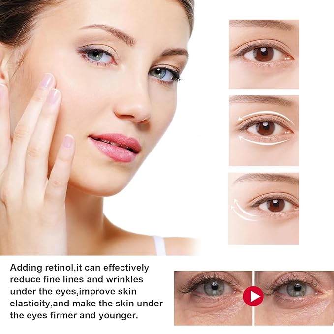 Retinol Eye Stick, Retinol Eye Cream for Dark Circles and Puffiness, Under Eye Cream Anti Aging, Retinol Eye Balm Reduce Fine Lines and Dark Circles, Visible Results in 3-4 Weeks
