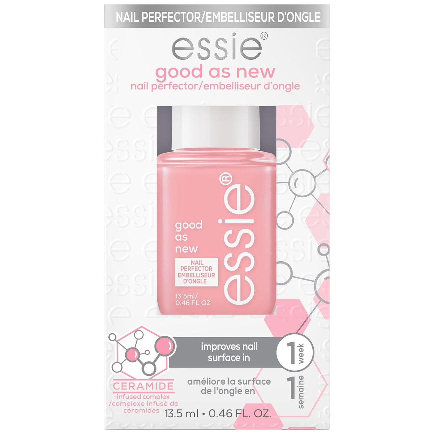 essie Nail Care, Ceramide-Infused Nail Treatment, Vegan, Good As New Concealer & Perfector, 0.46 Fl Oz