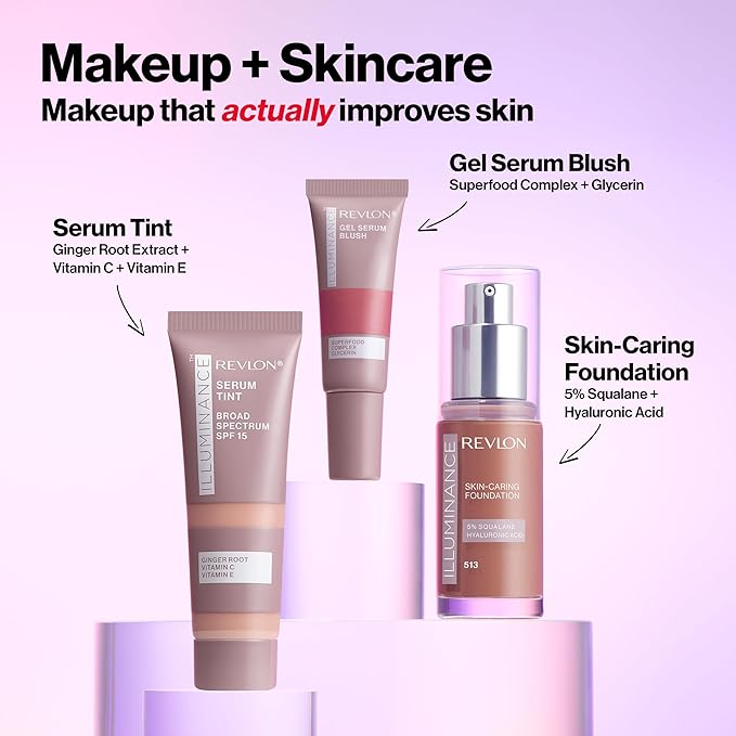 Revlon Illuminance Tinted Serum, Triple Hyaluronic Acid, Evens Out Skin Tone Over Time and Hydrates All Day, SPF 15, 117 Light Beige, 0.94 fl oz.