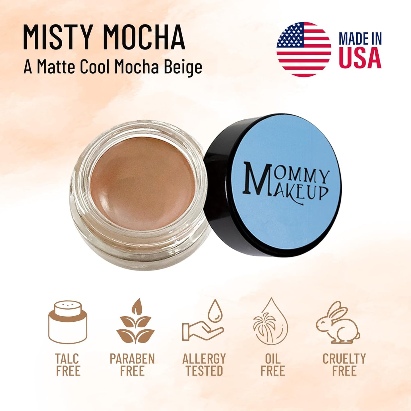Mommy Makeup Any Wear Creme Eyeshadow - Waterproof, Crease-Proof, Long Lasting, High Pigment, Oil-free - Cream to Powder for Eyes, Cheeks & Lips (Misty Mocha)
