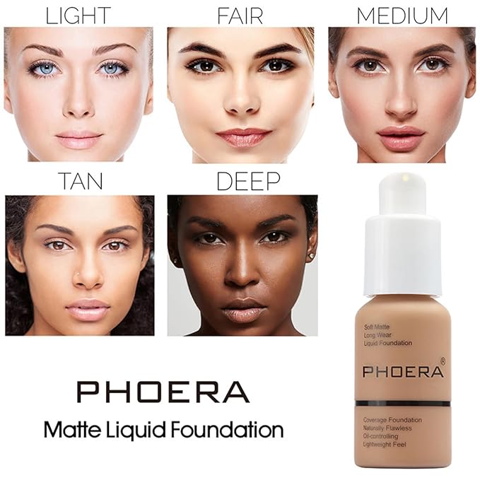 Phoera Foundation,Full Coverage Foundation,Hilareco Concealer Foundation Flawless 30ml Natural Matte Oil Control Concealer Facial Blemish for Women Girls (2 PCS 108-Tan)