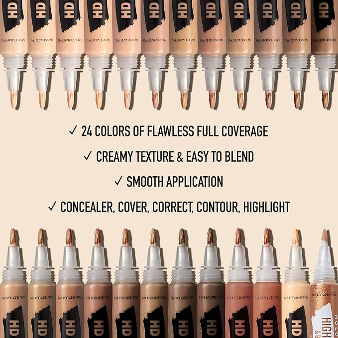 Ruby Kisses HD Concealer & Foundation Flawless Full Cover Brush Face Makeup (Yellow Corrector)
