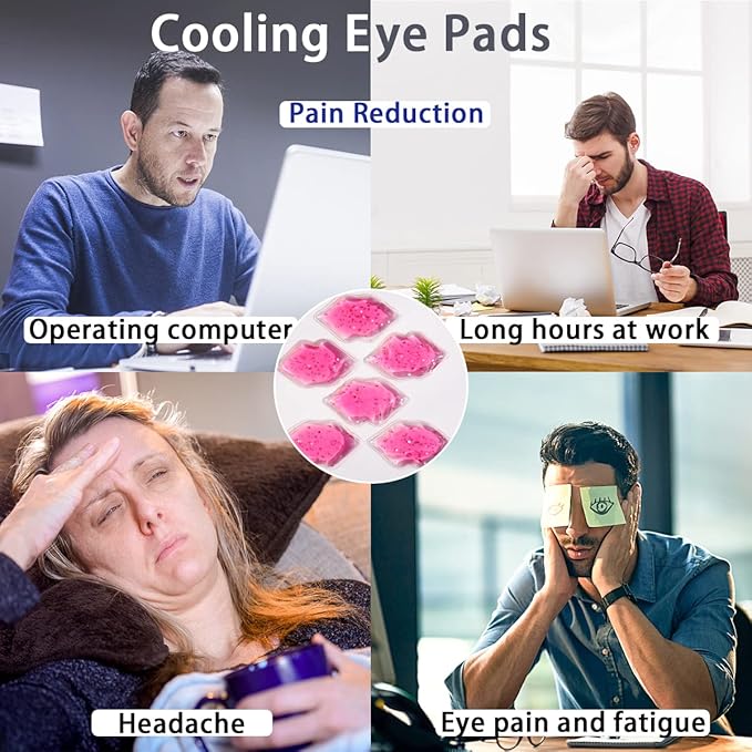 Eye Pad, Gel Eye Pad, Cooling Eye Pads, Gel Eye Mask,Gel Ice Pack, Cooling Ice Eye Masks, Hot Cold Eye Mask, Eye Ice Pack, Gel Eye Mask for Puffy Eyes, Migraine, Puffiness (10 pcs)