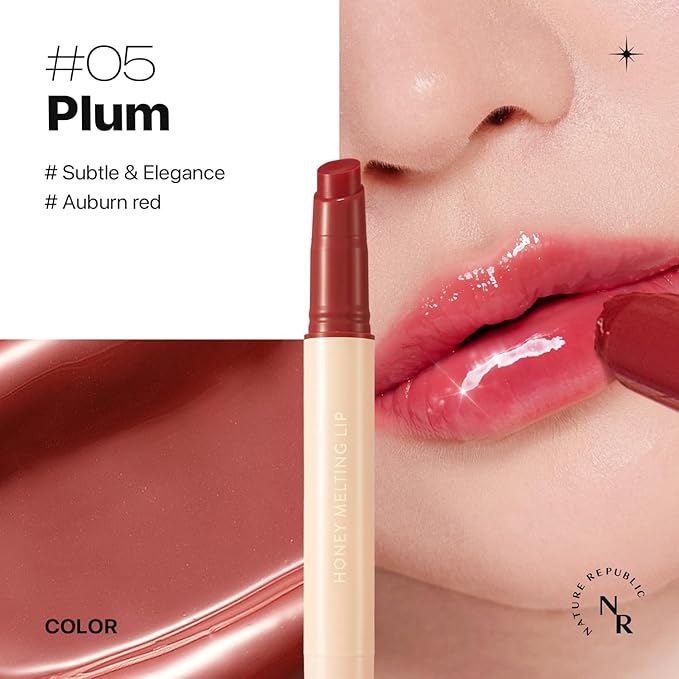 Nature Republic HONEY MELTING LIP (05 PLUM) K-BEAUTY, Lip Plumper, Tint, Balm, Korean, Lip Gloss, Cute, Glow