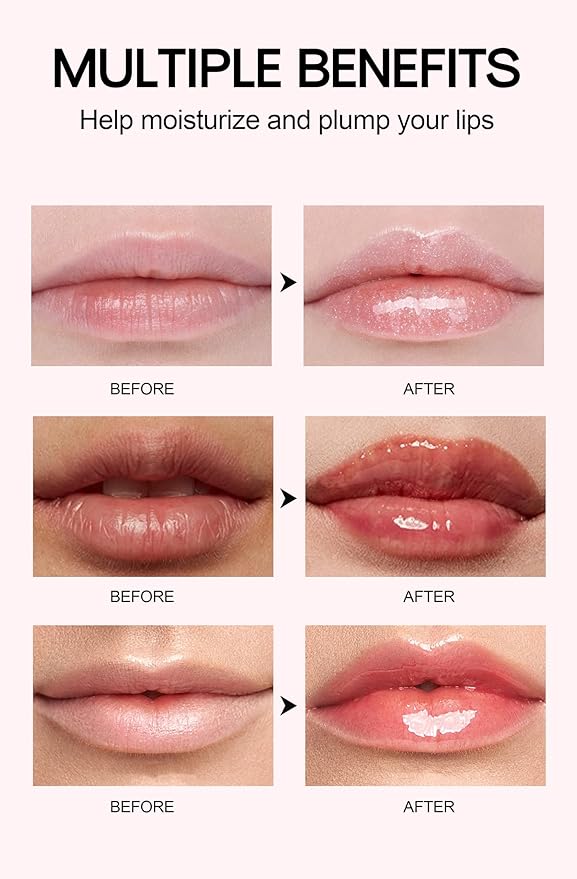 3 Colors Lip Plumping Booster, Spicy Lip Plumper Gloss Lip Oil, Ultra-Hydrating & Nourishing Glossy Finish Fuller Natural Lip Gloss, Plump & Pout Lip Plumper for Women Girls, Set #01,02,03