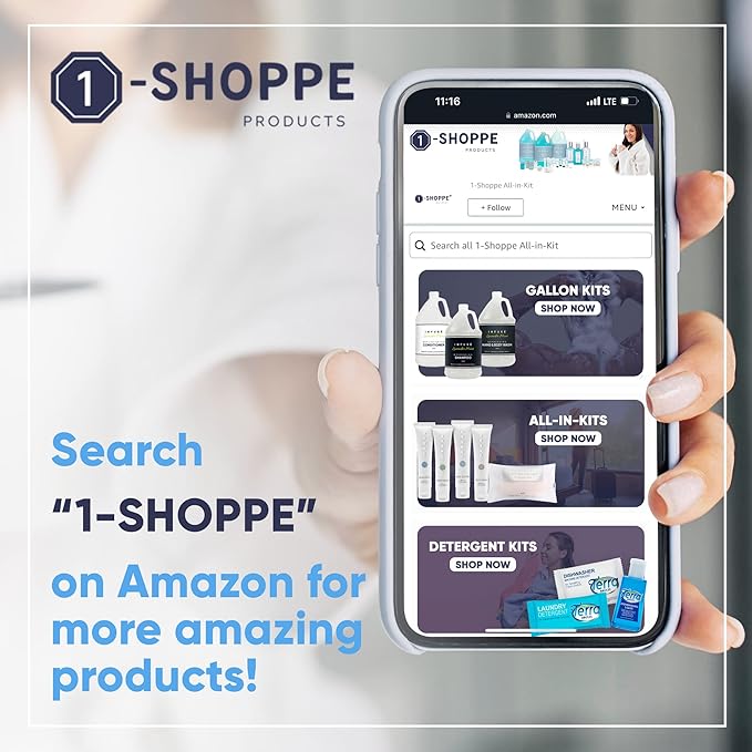 1-Shoppe Eco Botanics 20 Piece Ecobox All-In-Kit | White Tea and Honey Soap | 6 Shampoo, 4 Conditioner, 6 Body Wash & 4 Lotion | 10.14oz Hotel Soaps and Toiletries Bulk | Personal Care Products