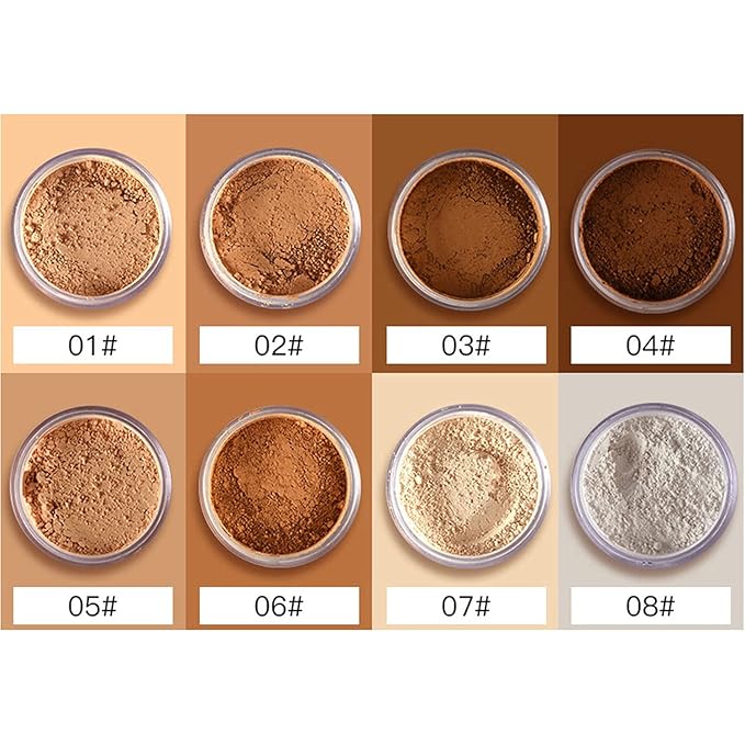 MAEPEOR Matte Setting Loose Powder 8 Colors Smooth and Lightweight Face Powder for Brightening and Setting Makeup with Face Puff (03 Soleil)