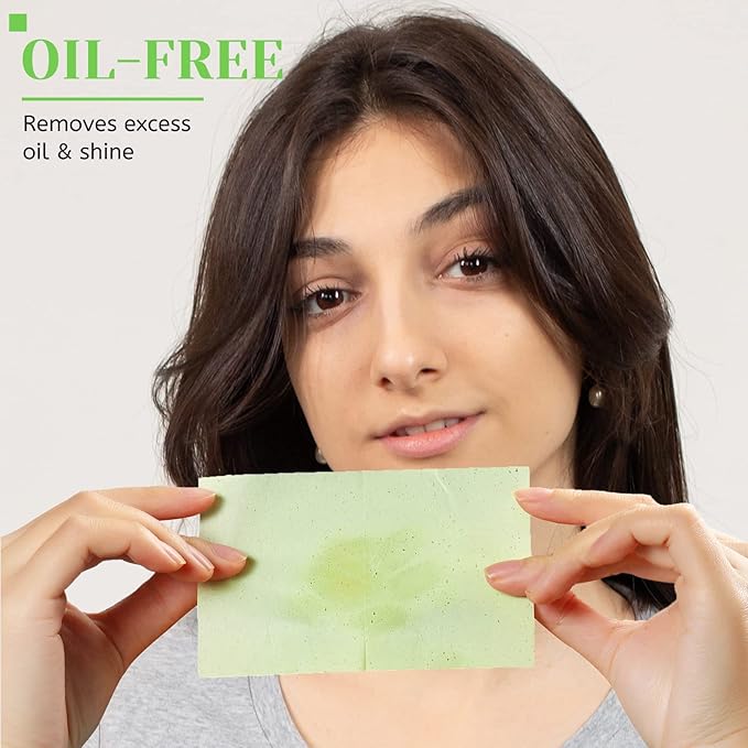 Oil Blotting Sheets for Face - Green Tea,26% Larger,3pk/300 Natural Blotting Paper for Oily Skin,Makeup Friendly Oil Absorbing Sheets,Easy To Grab One