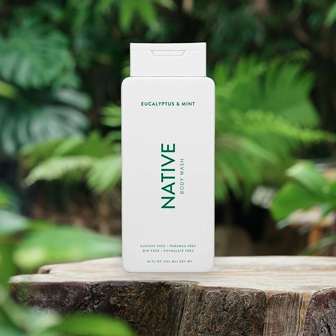 Native Body Wash Contains Naturally Derived Ingredients | For Women & Men, Sulfate, Paraben, & Dye Free Leaving Skin Soft and Hydrated | Eucalyptus & Mint 18 oz - 2 Pk