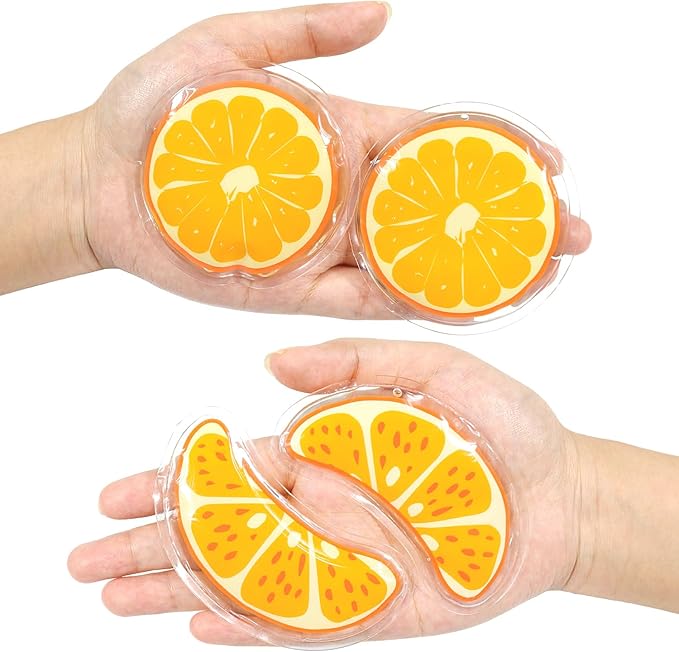 Gel Ice Pack Reusable Cooling Eye Pads and Under Patches,Eye Hot Cold Treatment for Redness,Pain Relief Relax (Oranges)