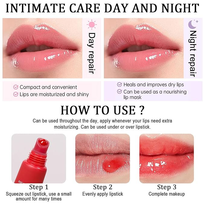 Lip Butter Balm, Day/Night Hydrating Lip Mask, Moisturizing Lip Balm Butter, Ultra-Nourishing Lip Care Moisturizer, Lip Butter Gloss Shine Lip Glow Oil Makeup#4#5#6
