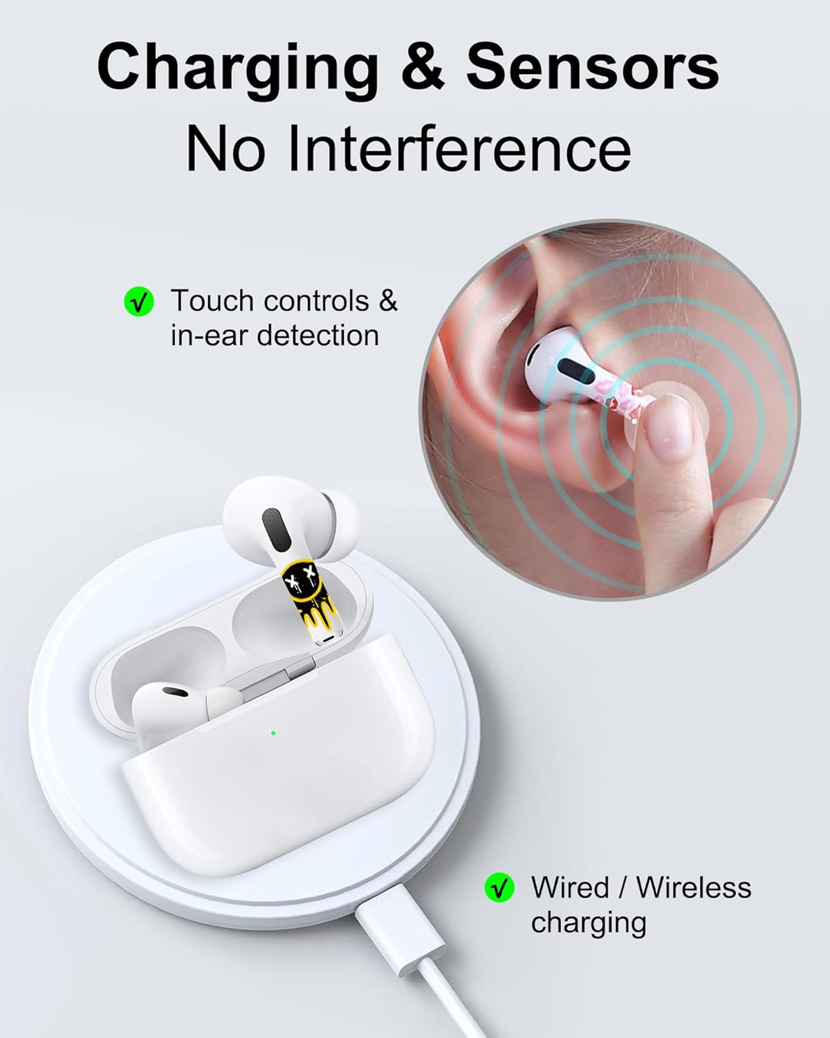 ROCKMAX for AirPods Pro 2 Skin Accessories, Heart Gesture Sticker Wrap for AirPods, Unique Gifts for Women and Girls, Customized Tattoos Compatible to AirPods Pro 2nd Generation Case Cover