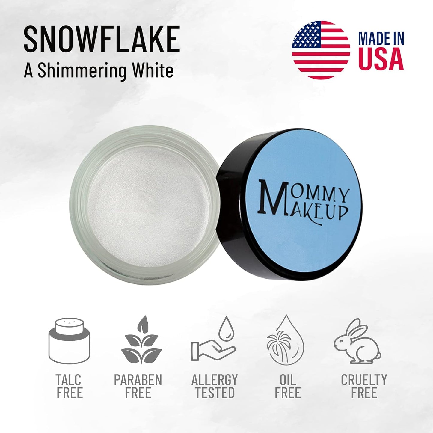 Mommy Makeup Any Wear Creme Eyeshadow - Waterproof, Crease-Proof, Long Lasting, High Pigment, Oil-free - Cream to Powder for Eyes, Cheeks & Lips (Snowflake)