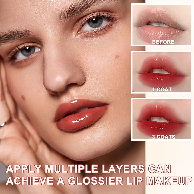 Lip Balm Click Slick, Honey Melting Lip Glow Oil, Moisturizing and Long-lasting Lip Plumper, Non Sticky Lipstick with Coconut Oil (05 Strawberry)