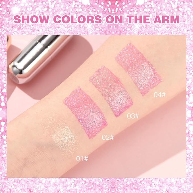 Glimmer Balm, pH Lip Balm, Magic Color Changing pH Lipstick, Moisturizing Tinted Lip Balm, Lip Glowy Balm, PH Reacting Lip Balm, Hydrates & Plumps, Pink Shimmer Lipstick (01# Colourless)
