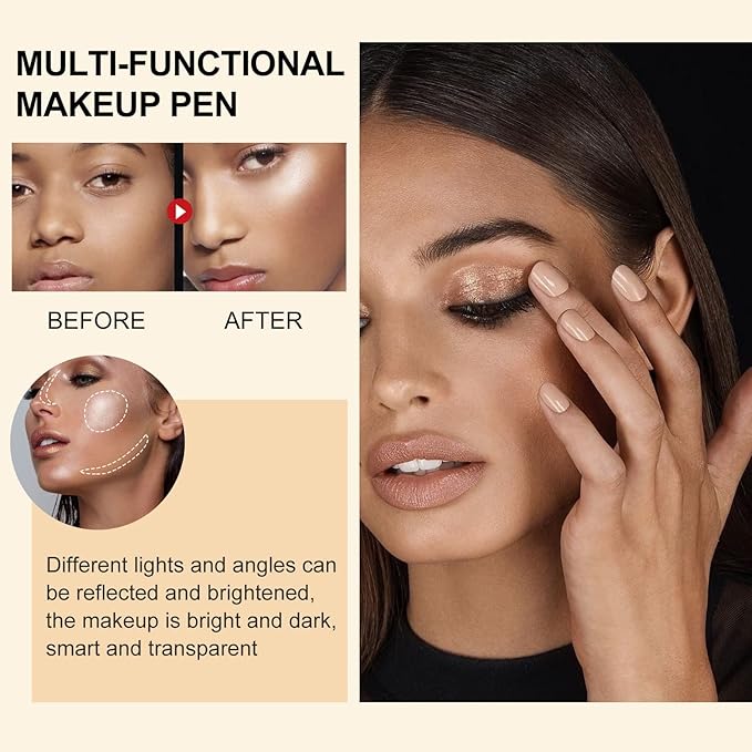 Contour Beauty Wand, Liquid Face Concealer Contouring Highlighter Blusher Stick with Cushion Applicator, Long Lasting Smooth Natural Matte Finish, Lightweight Blendable Super Silky Cream Contour Stick