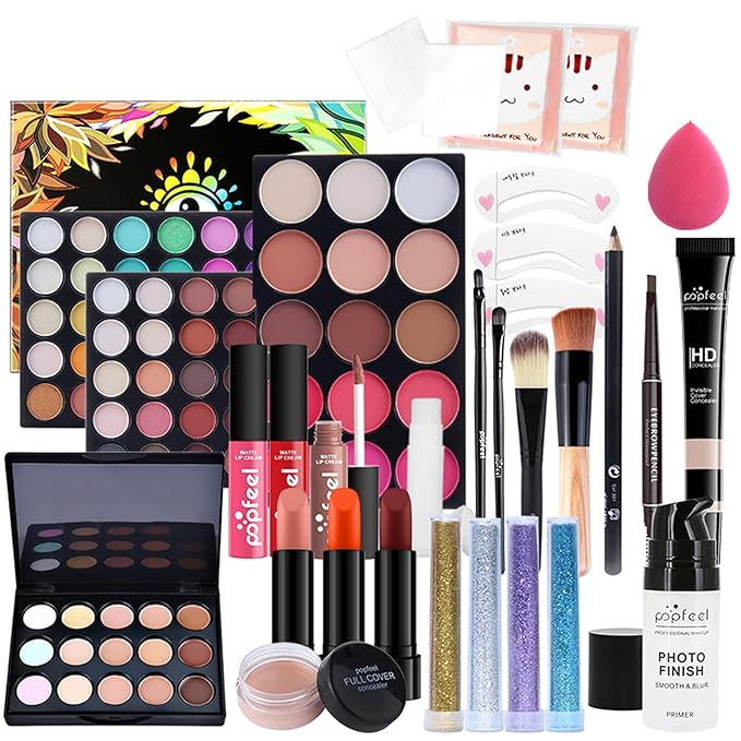 Multi-purpose Makeup Kit All-in-One Makeup Gift Set Colours Mix Eyeshadow Concealer Lip Gloss Pressed Powder and Powder Blusher Cosmetic Makeup Palette Set Kit #093