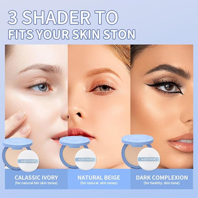 Oil Control Face Pressed Powder,Matte Smooth Setting Powder Makeup,Waterproof Long-Lasting Makeup Setting Powder,Oil Control Flawless Finish,Lightweight,Residue-Free (03 DARK COMPLEXION)
