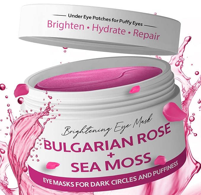 Under Eye Mask Under Eye Gels with Irish Sea Moss Bulgarian Rose and Hyaluronic Acid 60 Eye Gels (30 Pairs) Eye Masks for Men and Women