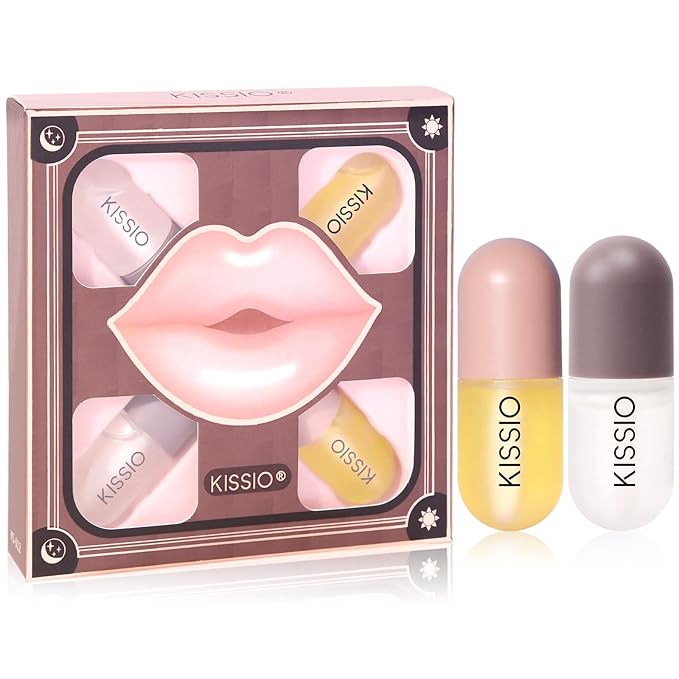 KISSIO Lip Plumper Set,Natural Lip Plumper and Lip Care,Lip Plumper Gloss,Lip Moisturizing,Day and Night Ues,4PCS Lip Plumper,Cruelty Free,5.5 ml*4