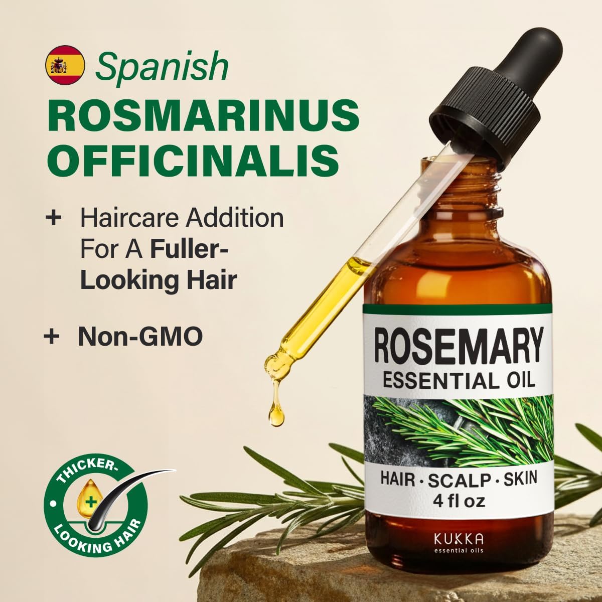 Kukka Rosemary Oil for Hair, Skin, Aromatherapy - 4 Fl Oz / 118 ml, DIY Soap Making Scents