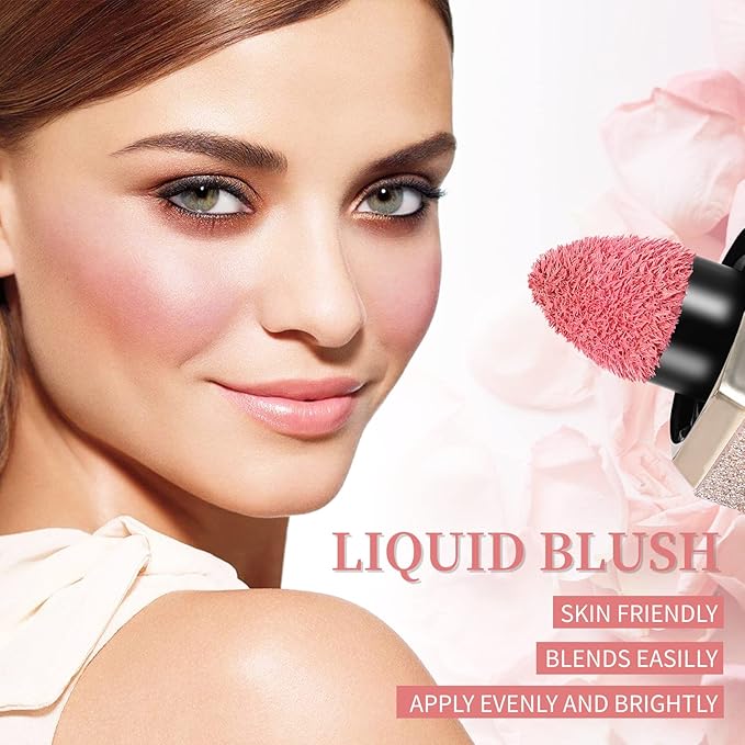 Soft Cream Blush, Liquid Blush for Natural Dewy Blush Makeup, Lightweight Blush for Cheeks, Long-Wearing Smudge Proof Liquid Blush Makeup, Cream Liquid Cream Blush Makeup - Foggy Pink