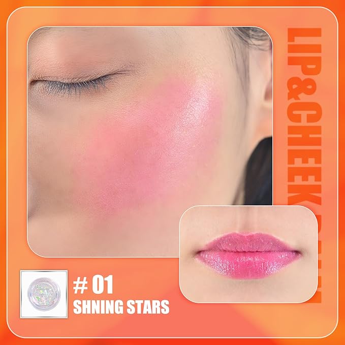 CHARMACY Magic Color Lip & Cheek Balm, PH Color Changing Blusher for Cheeks, Long Lasting Moisturizing Multi Use cream Waterproof Blush Makeup, SHINING STARS (#01)