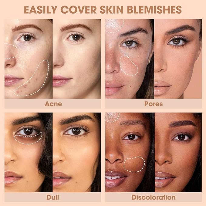 Cream Concealer Full Coverage Makeup, Matte Color Correcting Concealer with Brush, Waterproof, Conceals Blemish, Pores and Spots, Under Eye Makeup Concealer for Dark Circles (#02 LIGHT CREAM)