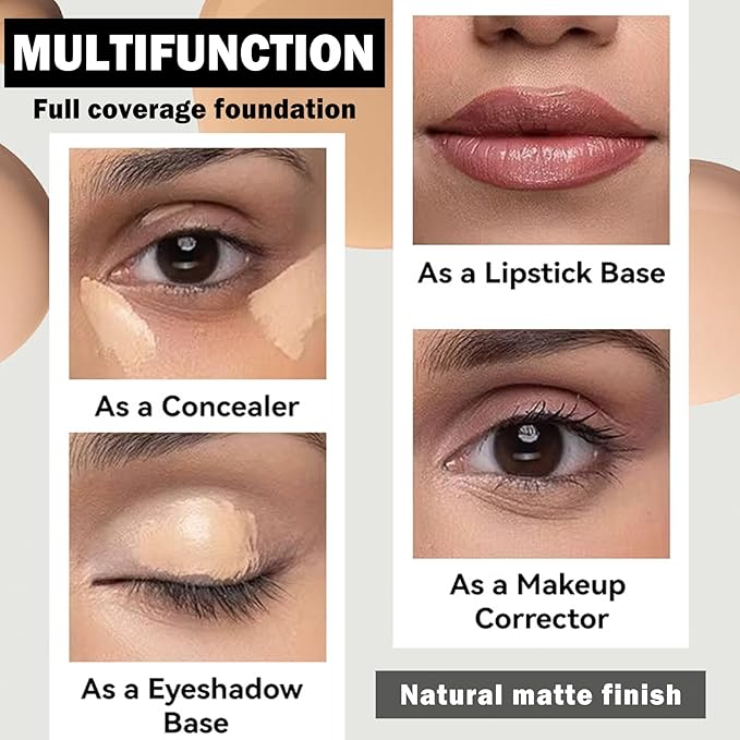 Concealer Full Coverage Foundation for Mature Skin,Oil Control Matte 2 in 1 Concealer liquid Foundation Makeup Waterproof Base De Maquillaje Alta Cobertura-03 Warm Ivory