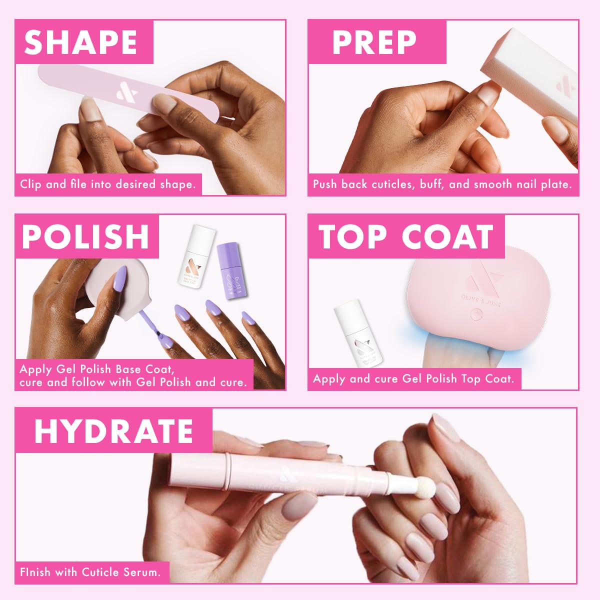 Olive & June Gel Polish | UV LED Nail Lamp Needed | Long Lasting Formula | Up to 21 Days of Wear | Damage-Free Removal | Salon-Quality Manicure at Home| Cosmic Silver | Silver Metallic