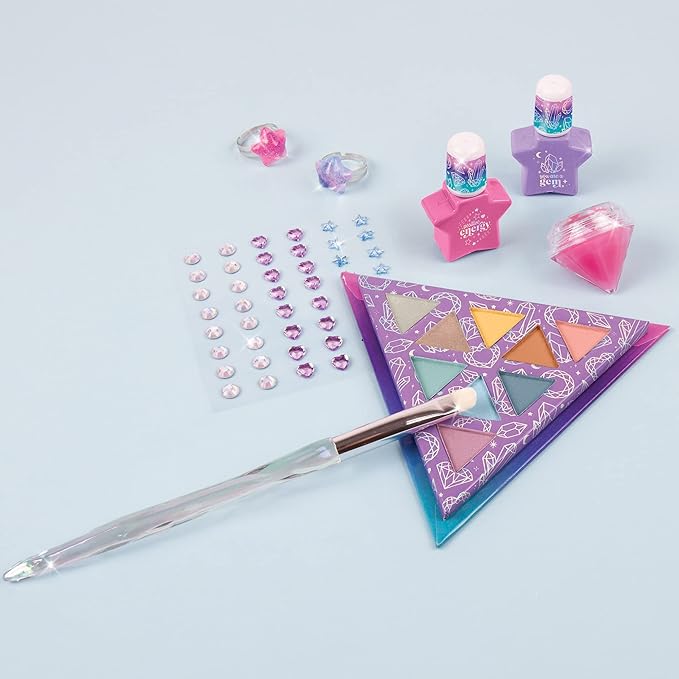 Make It Real: Mystic Crystal Makeup Kit - 9 Piece Tween Cosmetic Set, Sparkle Head To Toe, Rings-Eyes-Lips-Nails, Water-Based Nail Polish, You Are Magic, Take-Anywhere Cosmetic Set, Kids Ages 8+
