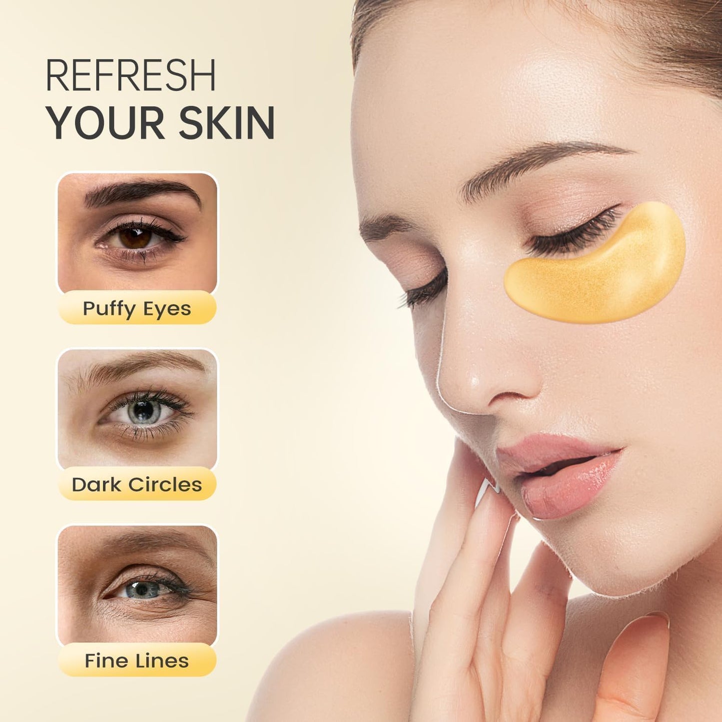 20 Pairs 24K Gold Under Eye Patches Face Masks Dark Circles Puffy Eye Bags Collagen Skincare Spa Trip Eye Mask
