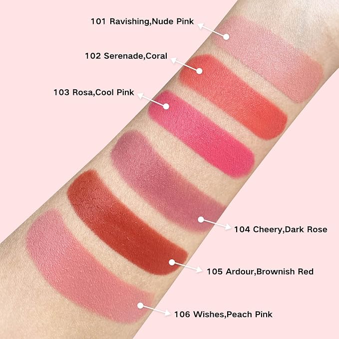 Blush Beauty Wand,Matte Face Blush Stick with Cushion Applicator,Natural Silky Creamy Dewy Liquid Blush Wand,Blendable Blush Stick for Cheek,Cruelty-free,106 Wishes,Peach Pink