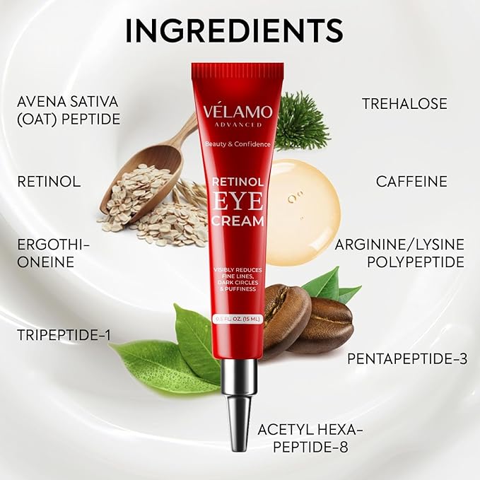 Rapid Reduction Retinol Eye Cream: Under Eye Cream Instantly Reduces Wrinkles Fine Lines Under Eye Bags Puffiness Dark Circles Crow's Feet - Rapid Face Lifting Tightening Firming 1 OZ/15g