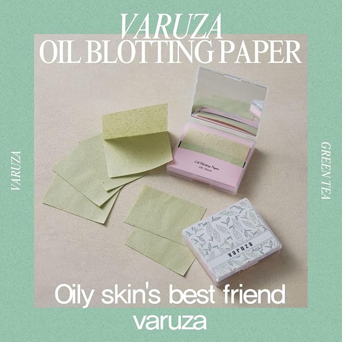 [400 Counts + Mirror Case] Green Tea Natural Oil Blotting Sheets for Face with Mirror Case and Refills