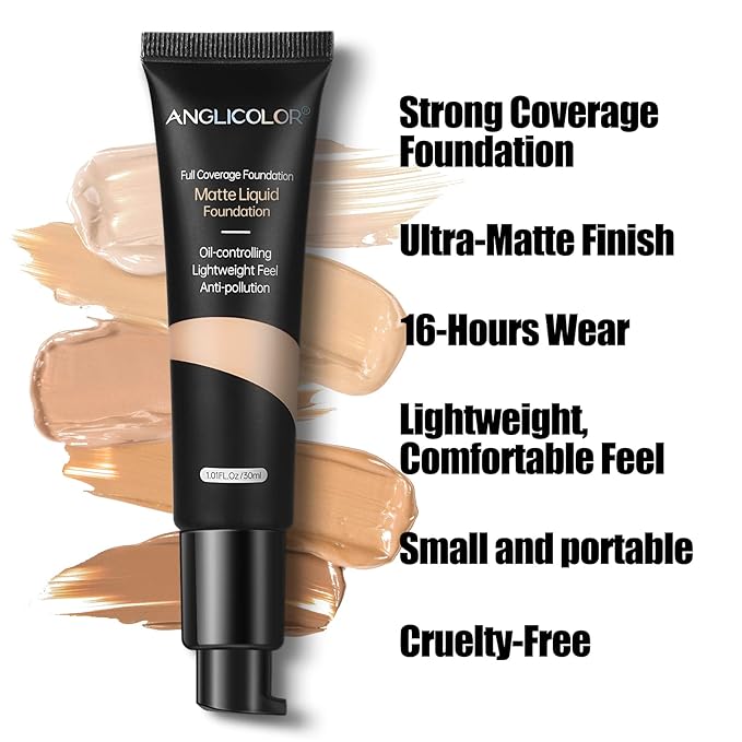 Matte Oil Control Concealer Foundation Flawless Soft Long Lasting Foundation Makeup,Waterproof Full Coverage Face Makeup Strong Concealer Foundation for Oily Acne Skin (#103 Warm Peach)