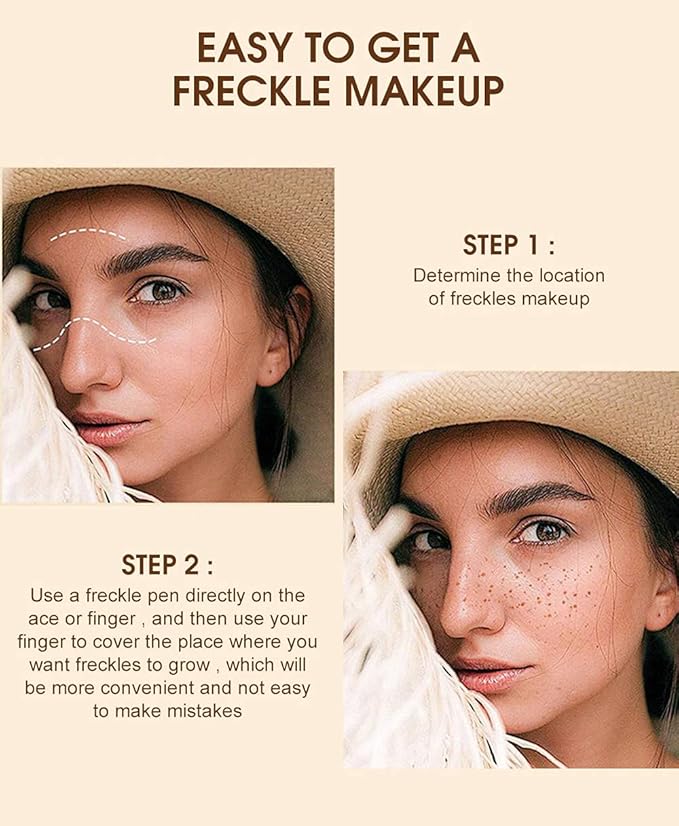 Freckle Pen 2 Colors, Natural Lifelike Freckle Makeup Pen Magic Freckle Color,Waterproof Longlasting Soft Dot Sopt Pen,for Natural Effortless Sunkissed Makeup-Light Brown&Natural Coffee