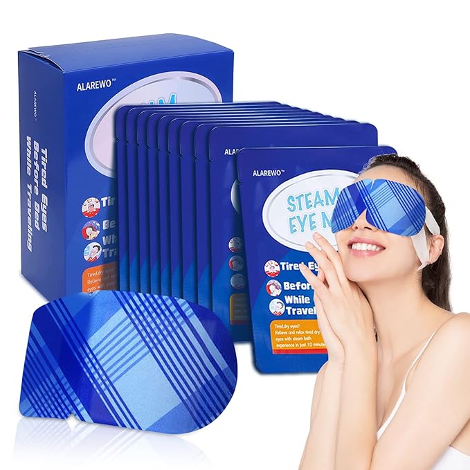 Steam Eye Mask for Dry Eyes 10-Pack SPA Warm Eye Compress Patented Self-Heating Core for Soothing Eye Fatigue, Dark Circle, Puffiness, Stress Relief (Unscented)