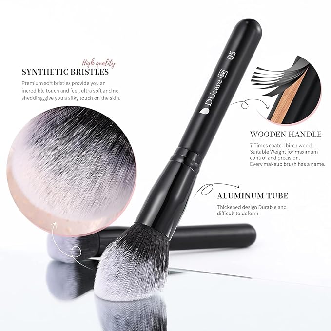DUcare 27Pcs Makeup Brush Set Black Professional Premium Cosmetic Brushes for Foundation, Concealer, Eyeshadow, Blending, Powder, Contouring