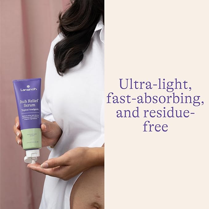 Lansinoh Anti-Itch Serum for Pregnant Moms, Skin Care & Itch Relief Lotion, Safe for First Trimester, Pregnancy Essentials, 4.4 Ounces